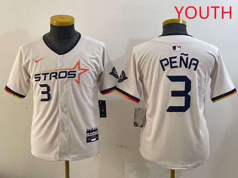 Youth Houston Astros 3 Pena Cream Three generations Joint Name 2025 Nike MLB Jersey style 41111